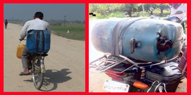 प्रहरीकै मिलेमतोमा साइकलमा भारततर्फ पेट्रोलियम पदार्थको तस्करी, स्थानीय उपभोक्ता मारमा